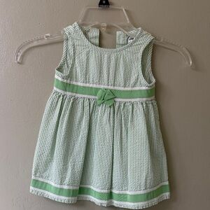 Old Navy Green Striped Casual Kids Dress